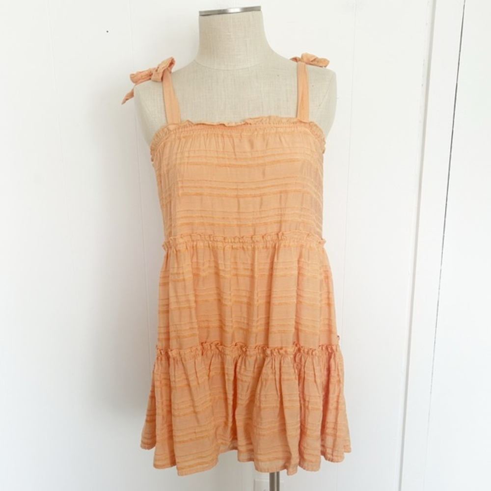 Altar’d State‎ Hallie Dress Orange Tiered Tie Shoulder Size XS